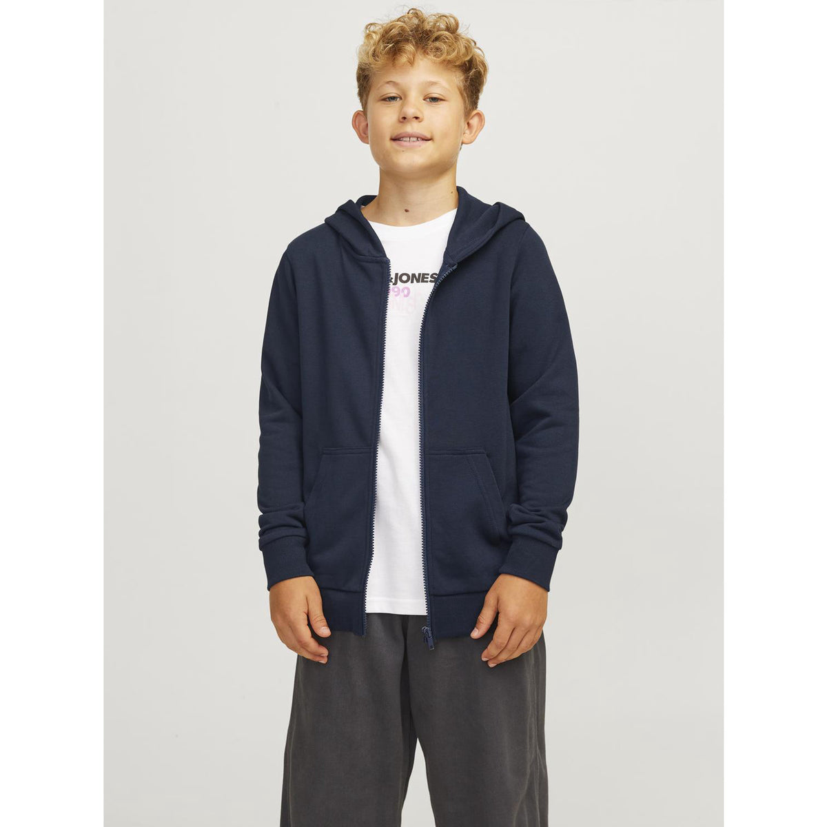 Jack & Jones Navy Blazer Jjebradley Sweat Zip Hætte Noos Jnr