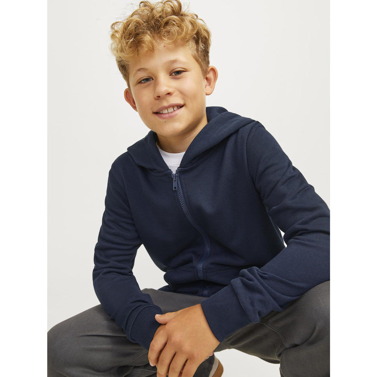 Jack & Jones Navy Blazer Jjebradley Sweat Zip Hætte Noos Jnr