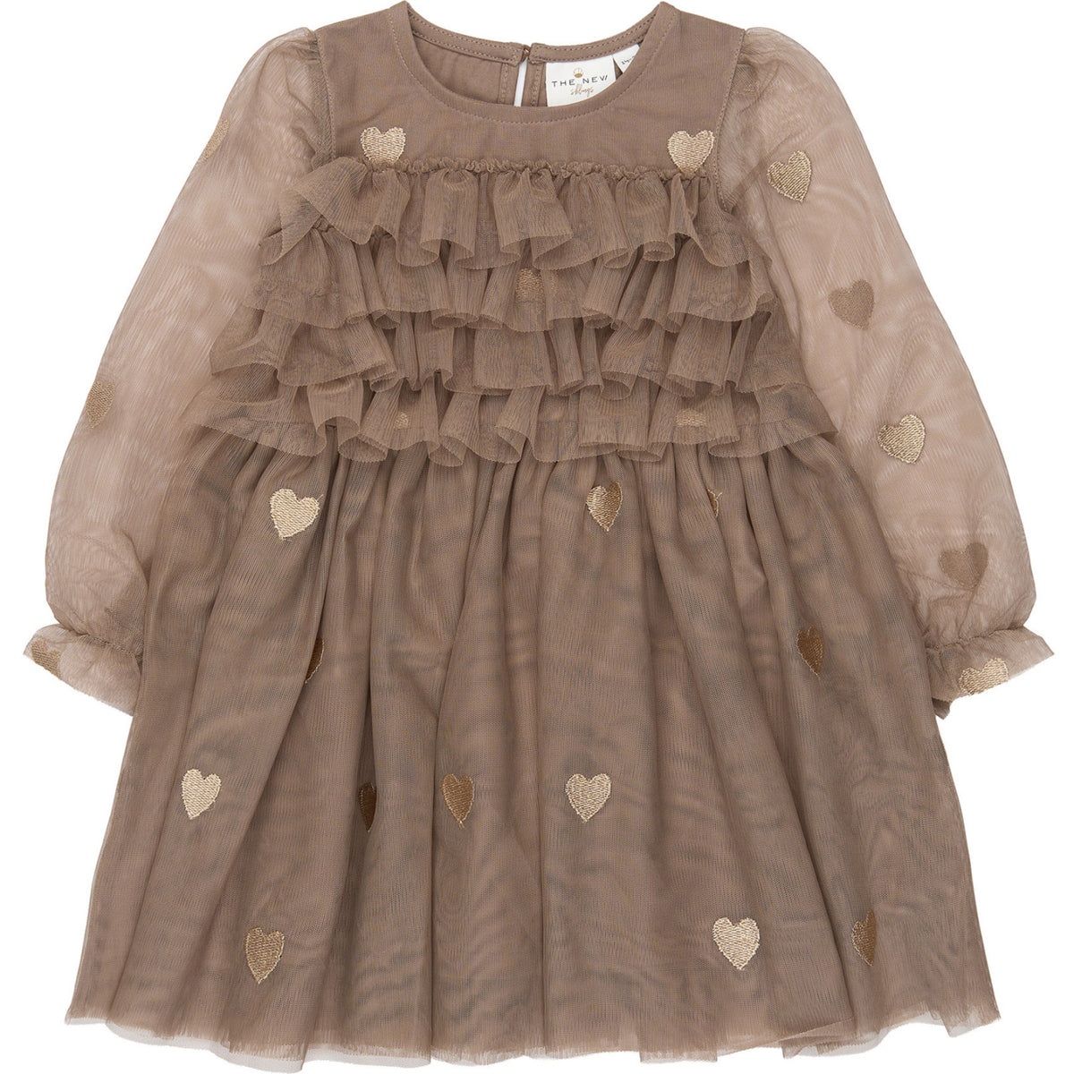 THE NEW Siblings Taupe Gray EMB TN TNSTYna L_S Mesh Kjole