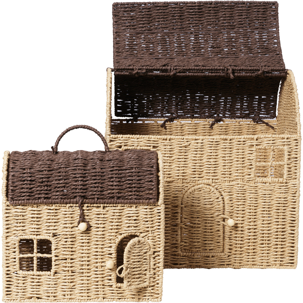 Ferm Living Natural/Dark Brown Casu Opbevaring Houses 2 Pak