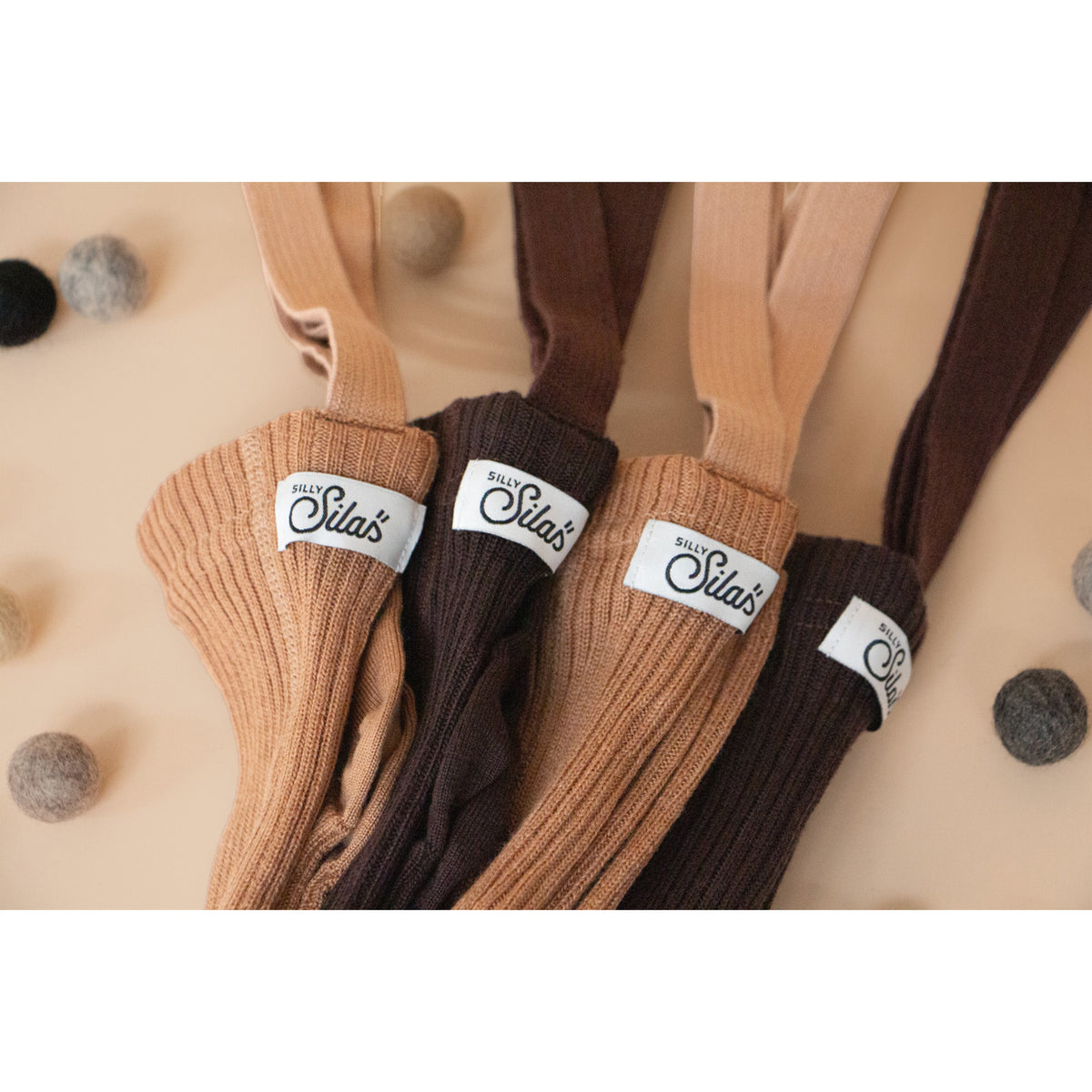Silly Silas Wooly Footed Strømpebukser Med Braces Espresso Brown