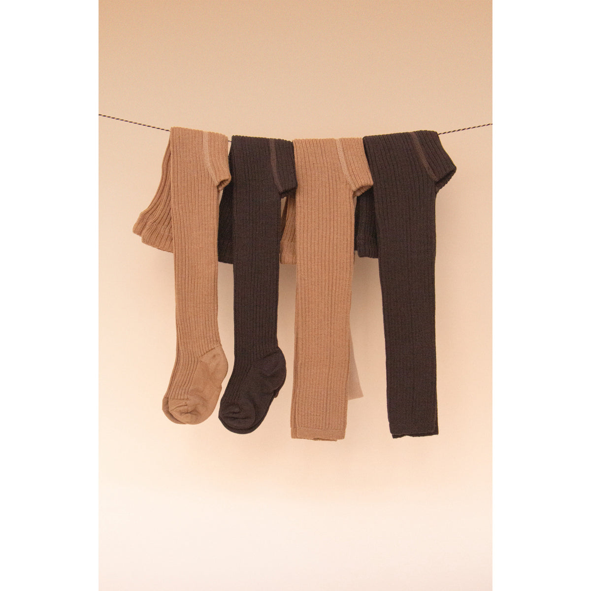 Silly Silas Wooly Footed Strømpebukser Med Braces Espresso Brown