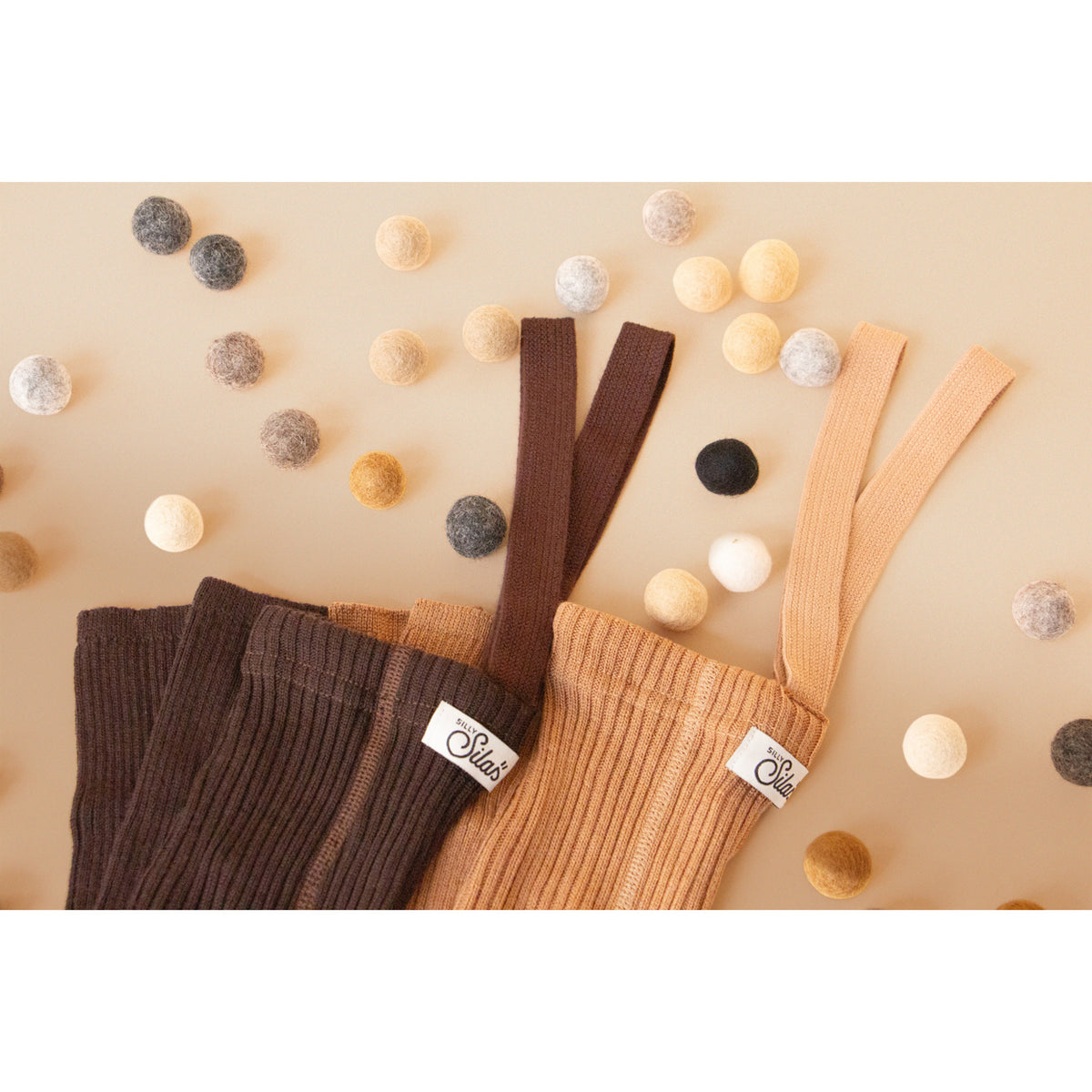 Silly Silas Wooly Footless Strømpebukser Med Braces Espresso Brown
