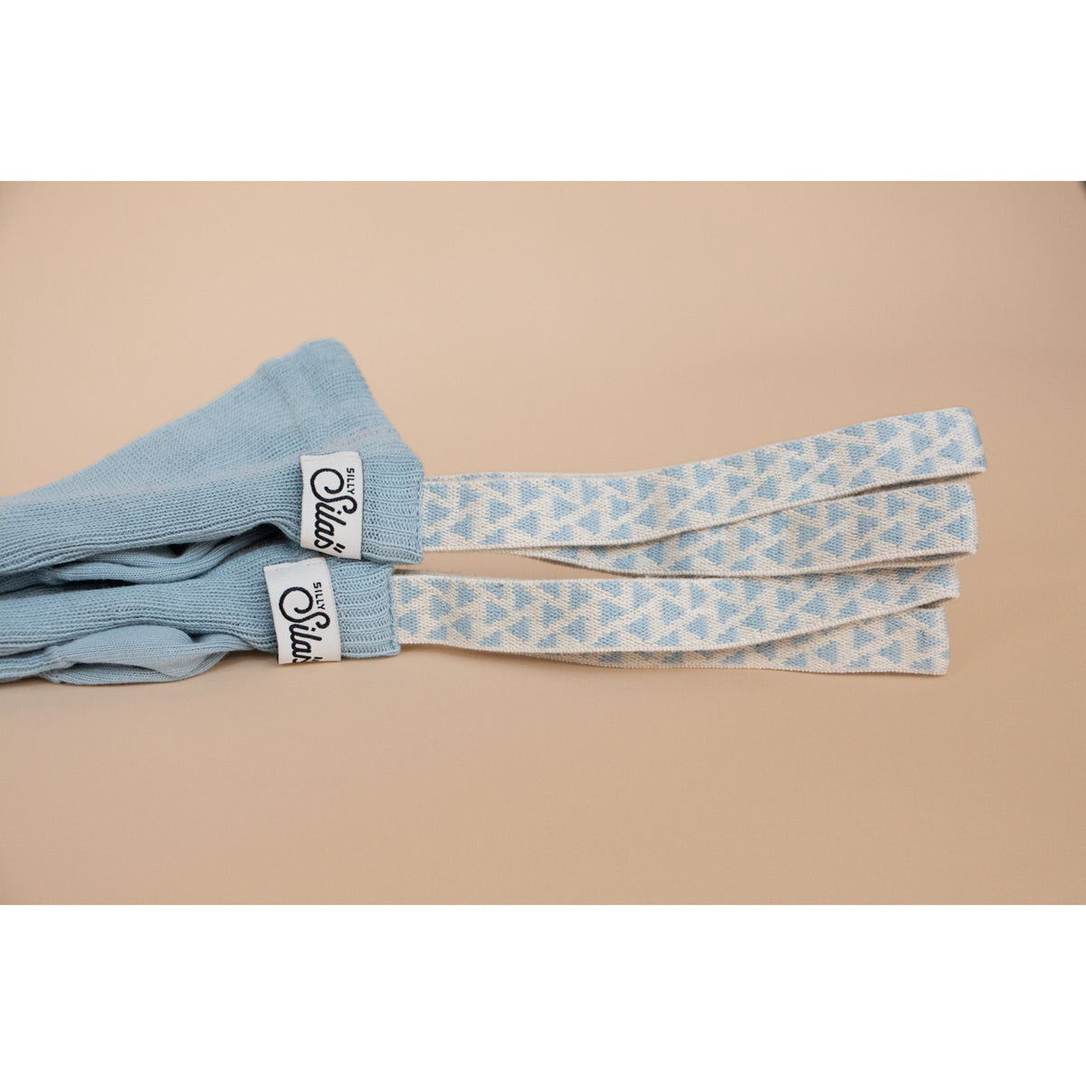 Silly Silas Footless Bomuld Strømpebukser Med Braces Misty Blue Patterned