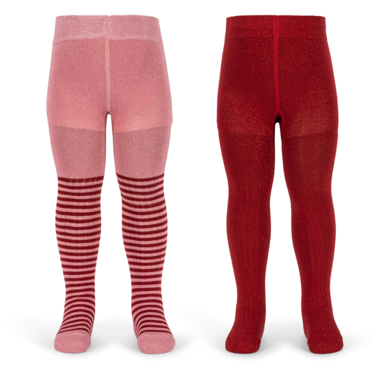 Konges Sløjd Red Stripe 2 Pak Glitter Strømpebukser