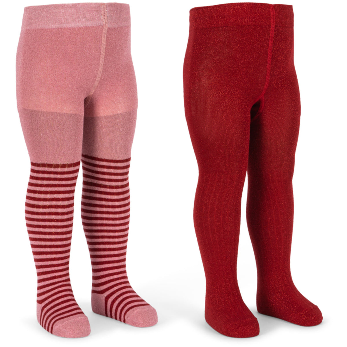 Konges Sløjd Red Stripe 2 Pak Glitter Strømpebukser