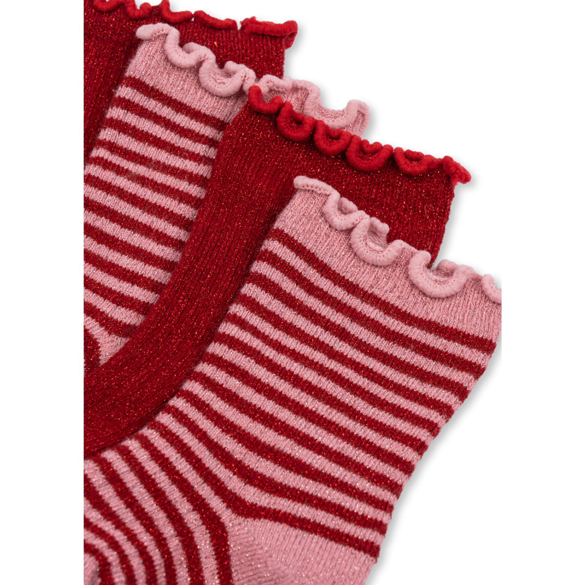 Konges Sløjd Red Stripe 2 Pak Glitter Strømper