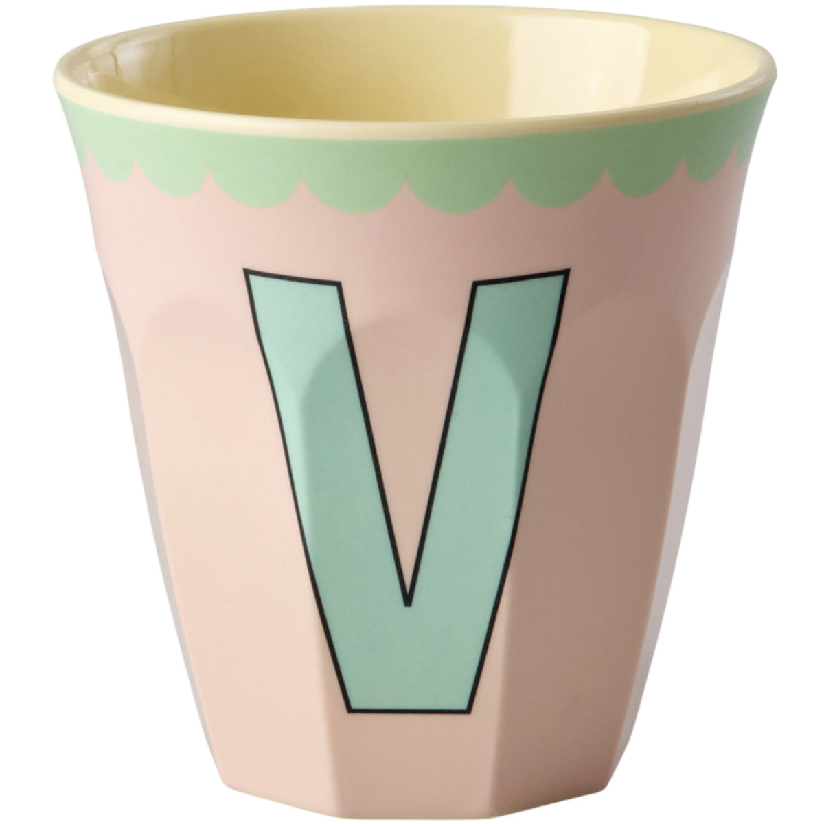 Rice Melamin Kop Med The Letter V - Vintage - Soft Pink - Medium - 250 Ml