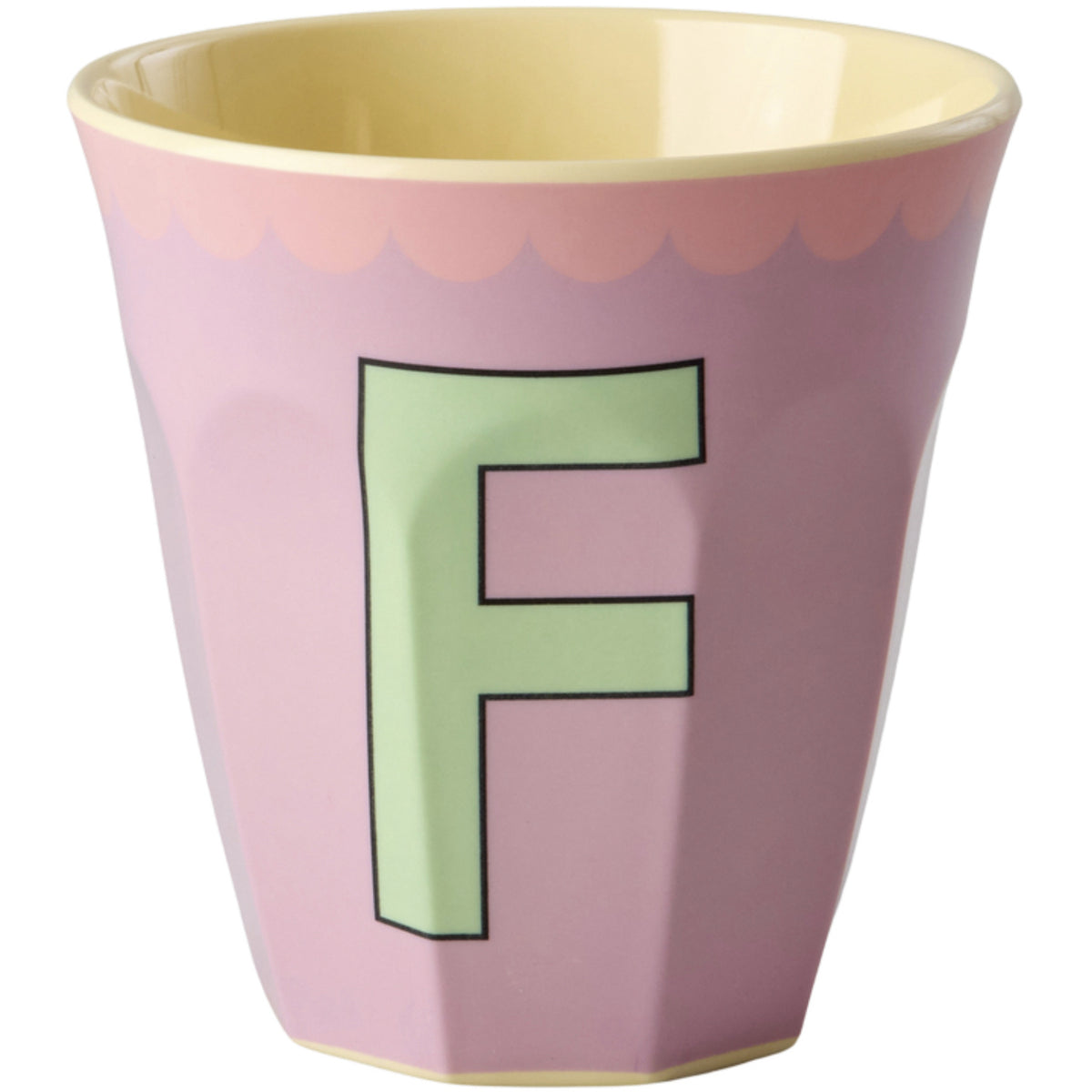 Rice Melamin Kop Med The Letter F - Vintage - Lavender - Medium - 250 Ml