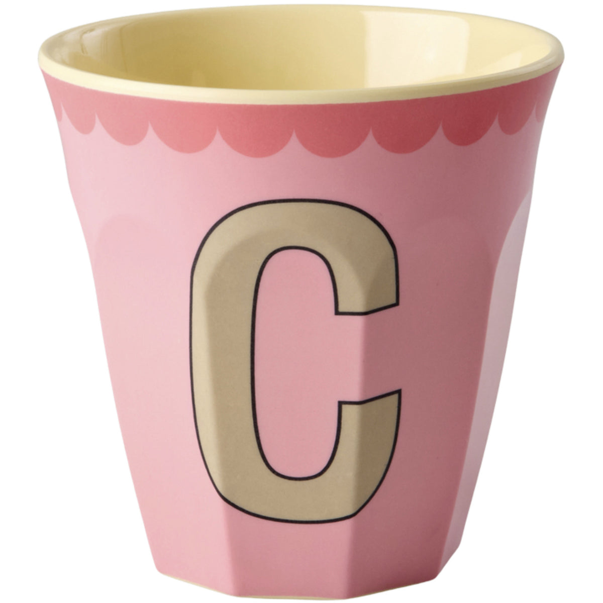 Rice Melamin Kop Med The Letter C - Vintage - Pink - Medium - 250 Ml