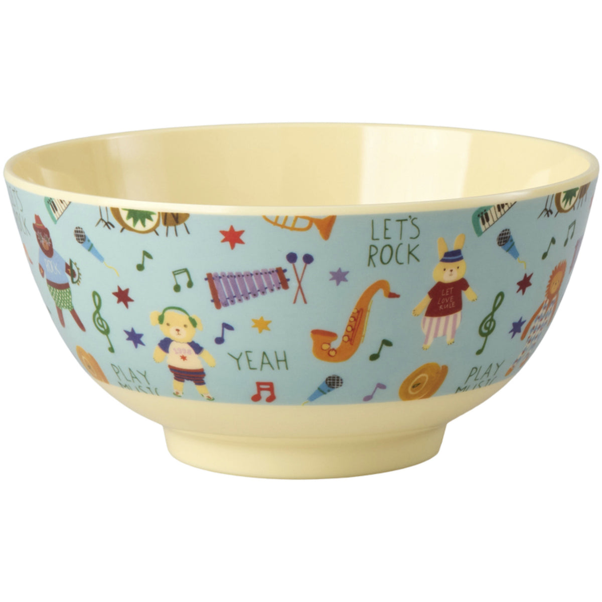 Rice Melamin Skål Med Blue Musik Band Print - Medium - 700 Ml