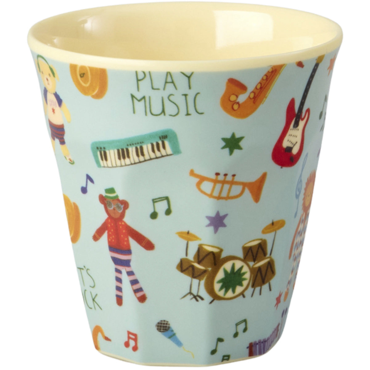 Rice Melamin Kids Kop Med Blue Musik Band Print - Small - 160 Ml