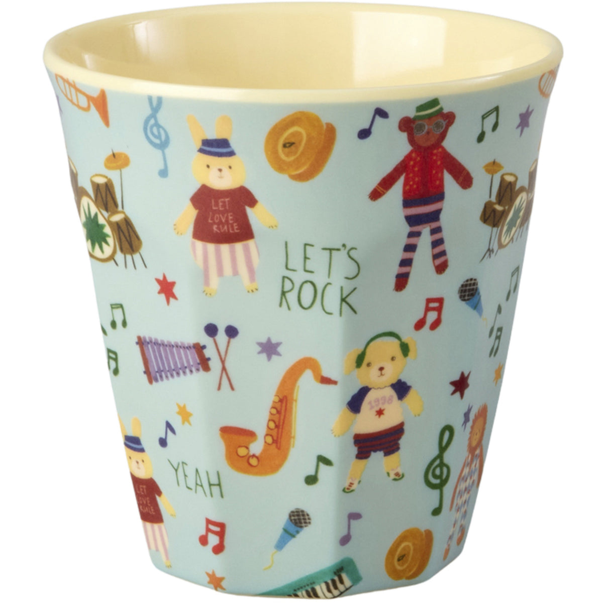 Rice Melamin Kop Med Blue Musik Band Print - Medium - 250 Ml