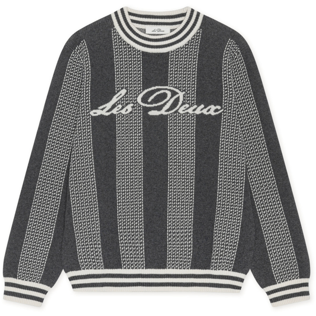 Les Deux Kids Charcoal Melange Striped Signature Strik KIDS