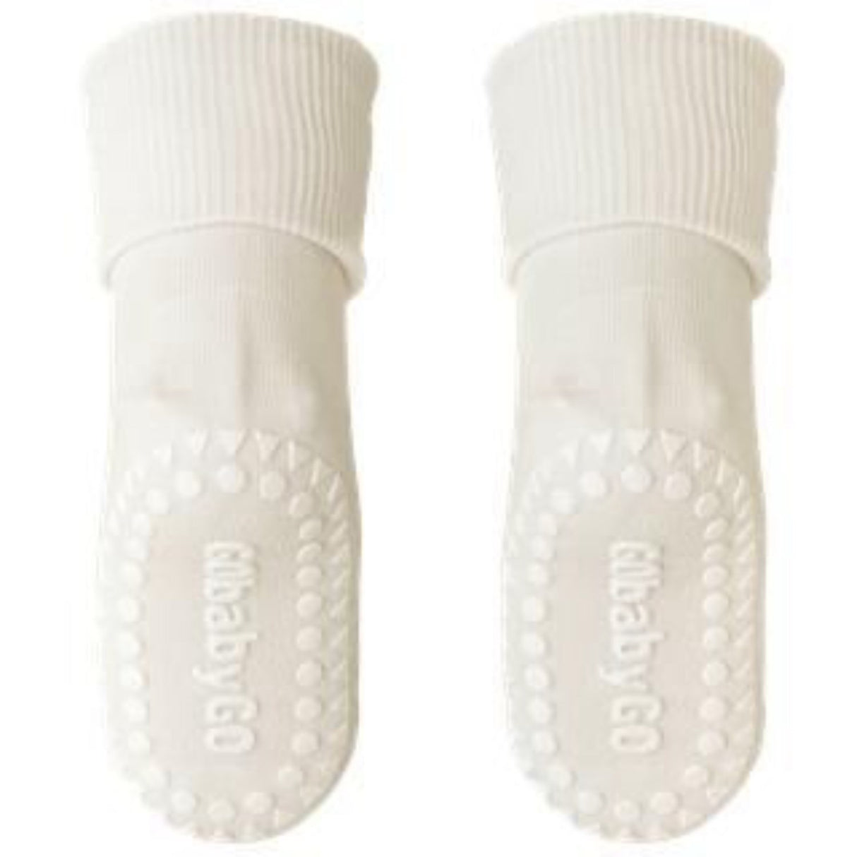Gobabygo Off White Non Slip Strømper Organic Bomuld