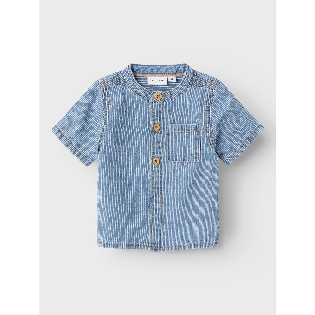 Name It Light Blue Denim Leo Stripe Denim Skjorte