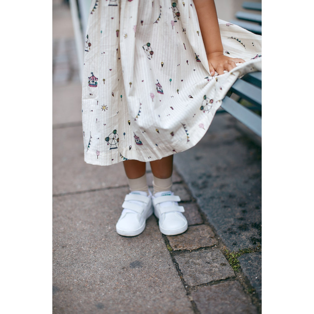 Copenhagen Colors Cream Tivoli print Printed kjole m. flæseærmer