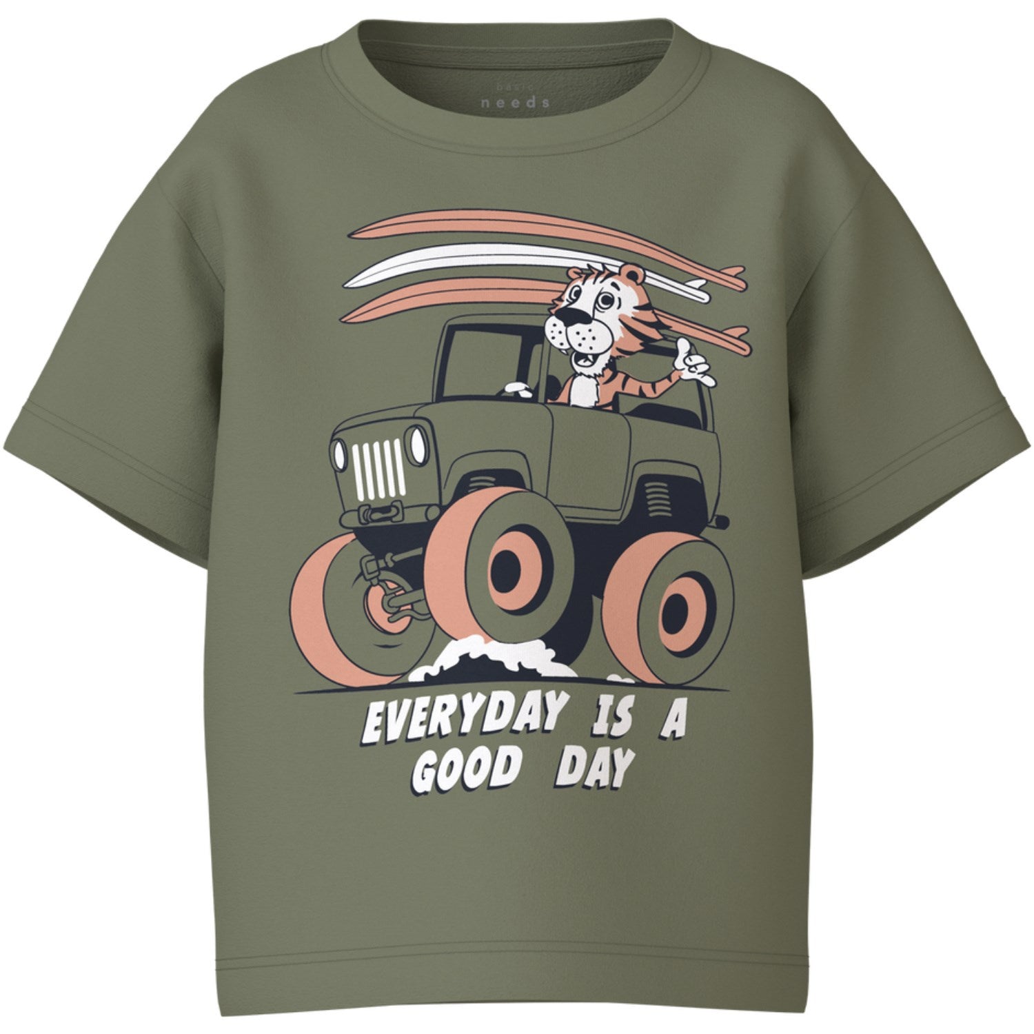 Name It Oil Green Everyday Is A Good Day Vagno Løs T-Shirt