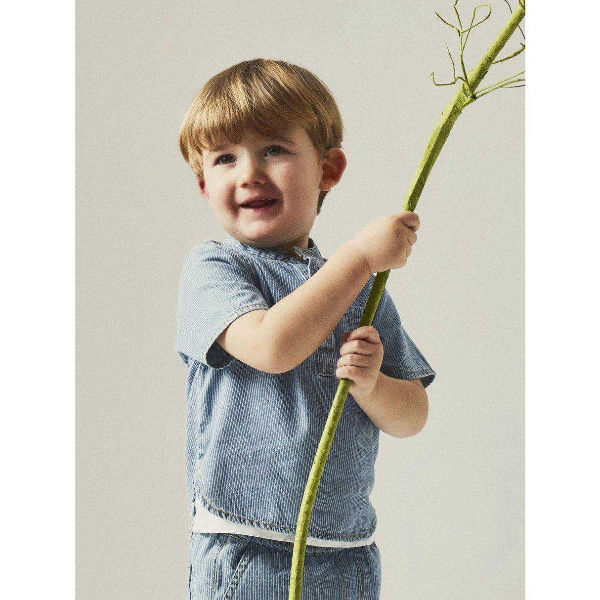 Name It Light Blue Denim White Stripe Denim Skjorte