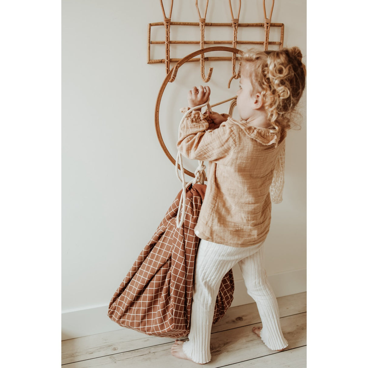 Play&Go Organic Grid Brown 2-in-1 Legetæppe