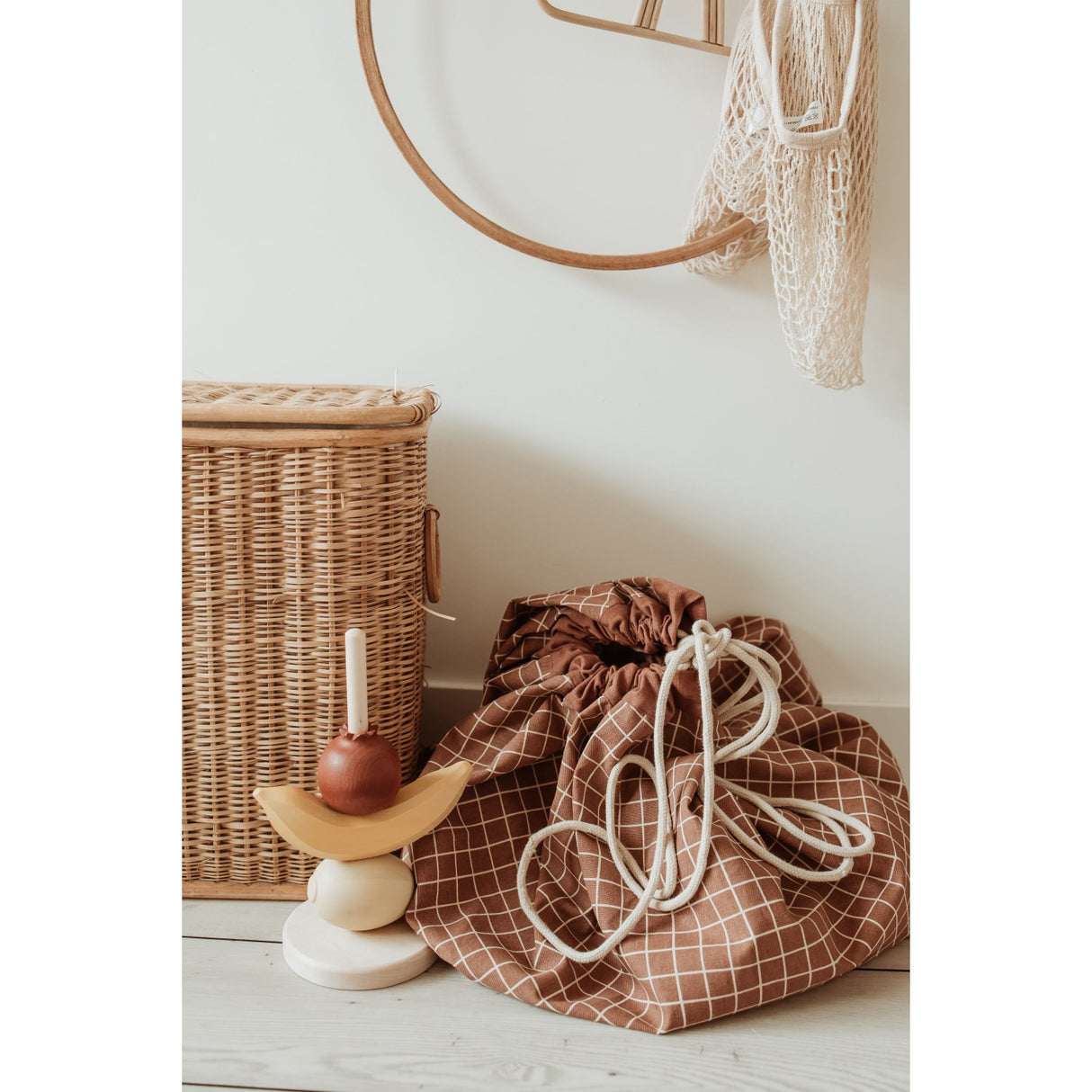 Play&Go Organic Grid Brown 2-in-1 Legetæppe