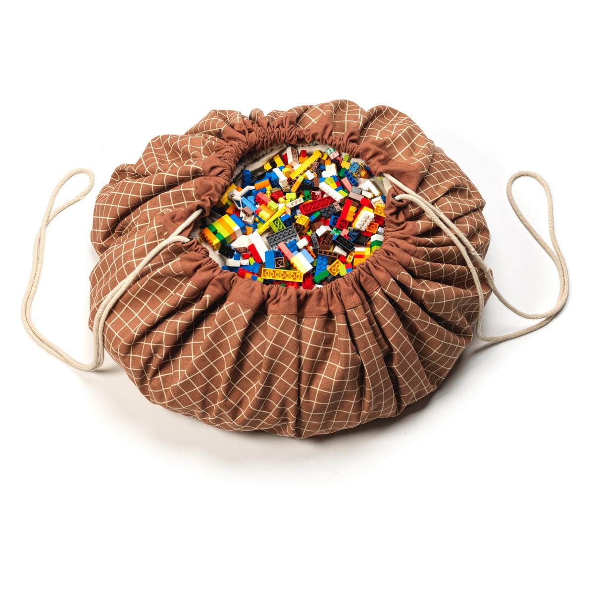 Play&Go Organic Grid Brown 2-in-1 Legetæppe