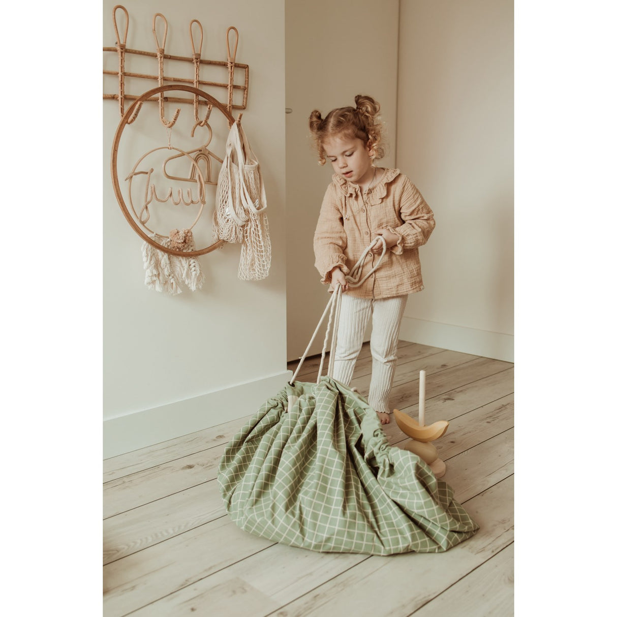 Play&Go Organic Grid Green 2-in-1 Playmat