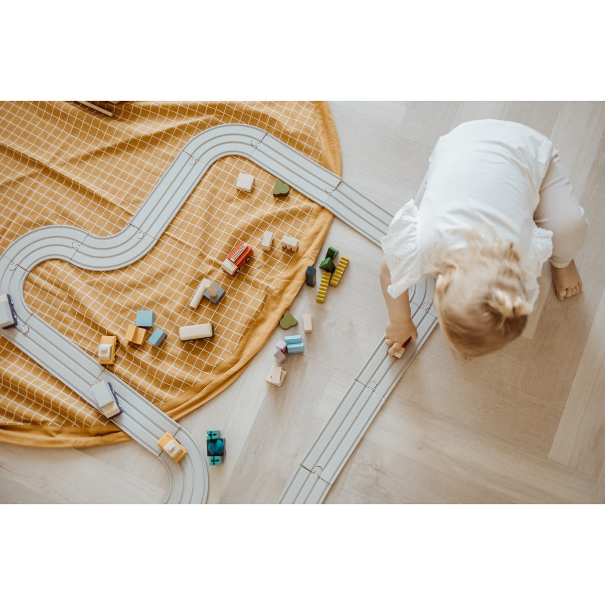 Play&Go Organic Grid Mustard 2-in-1 Legetæppe