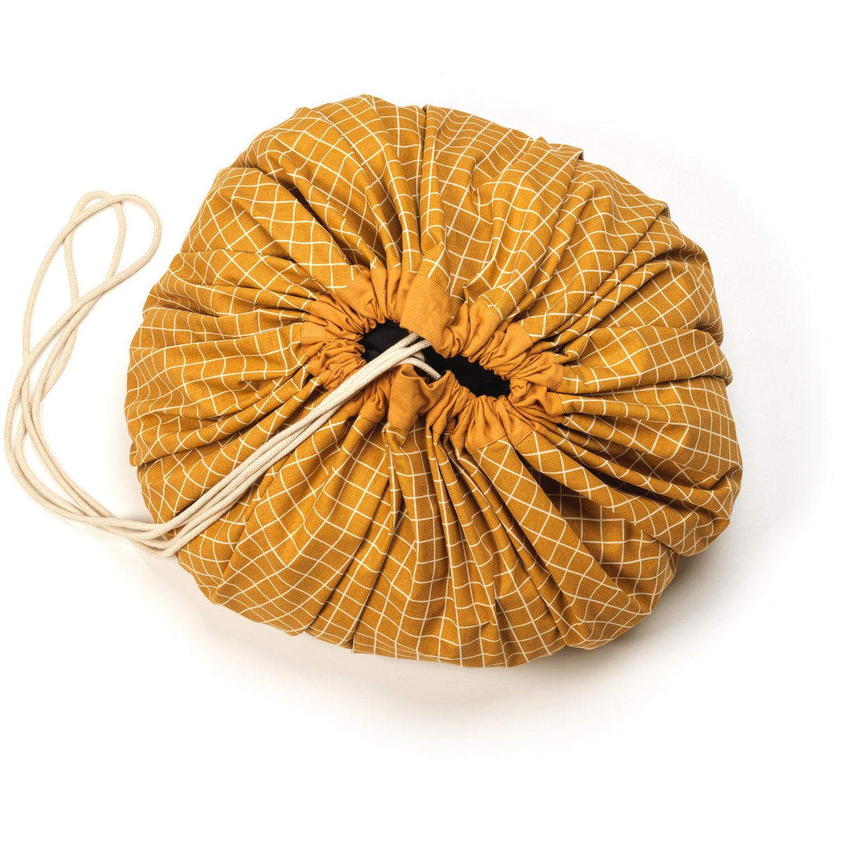 Play&Go Organic Grid Mustard 2-in-1 Legetæppe