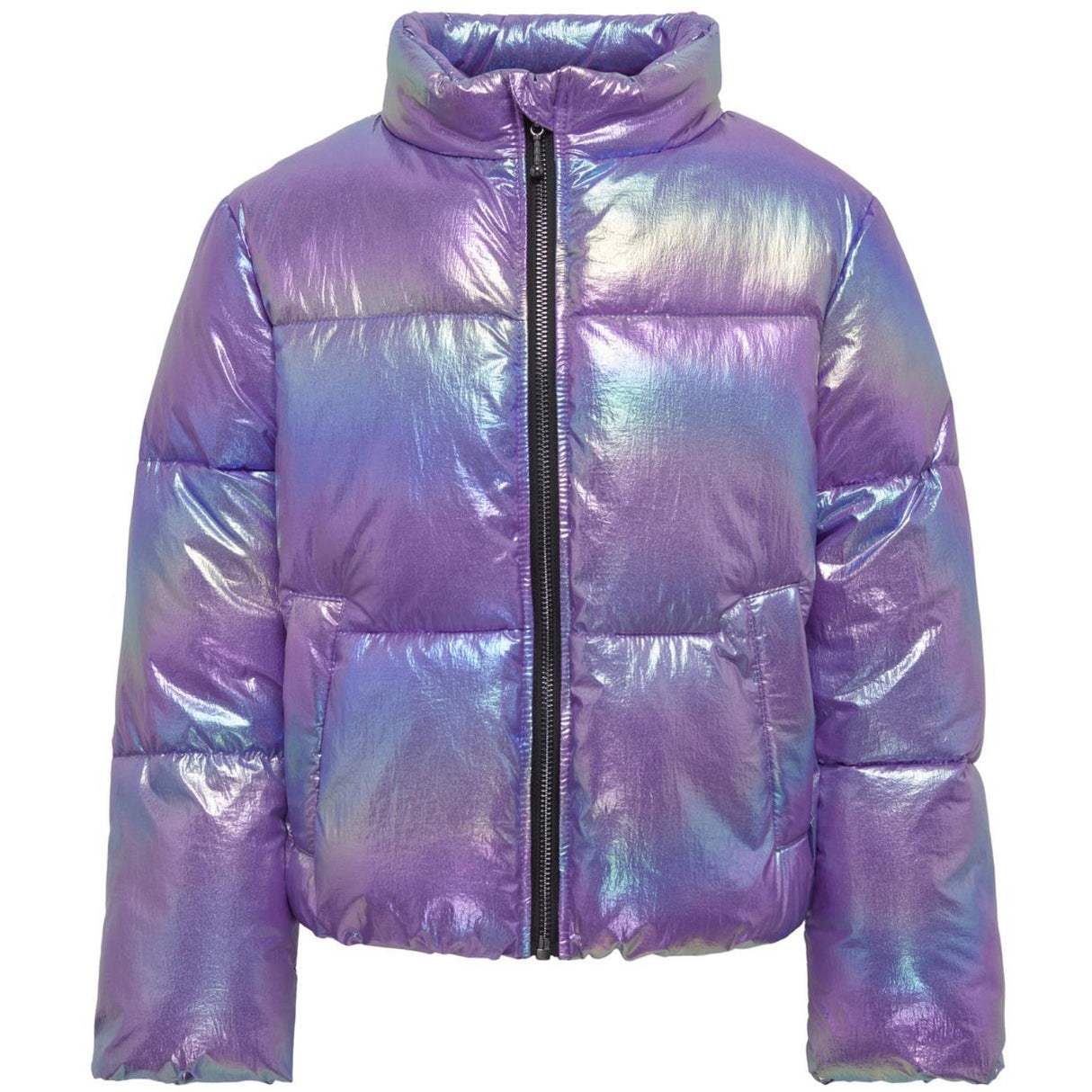 kids ONLY Purple Opulence Celine Metallic Short Puffer Jakke