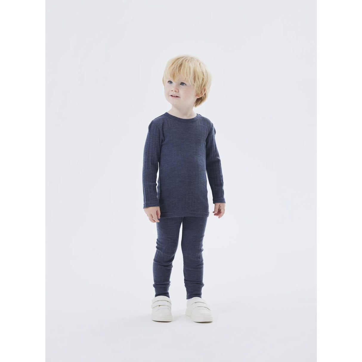 Name It Ombre Blue Wang Uld Needle Long Johns Solid Noos