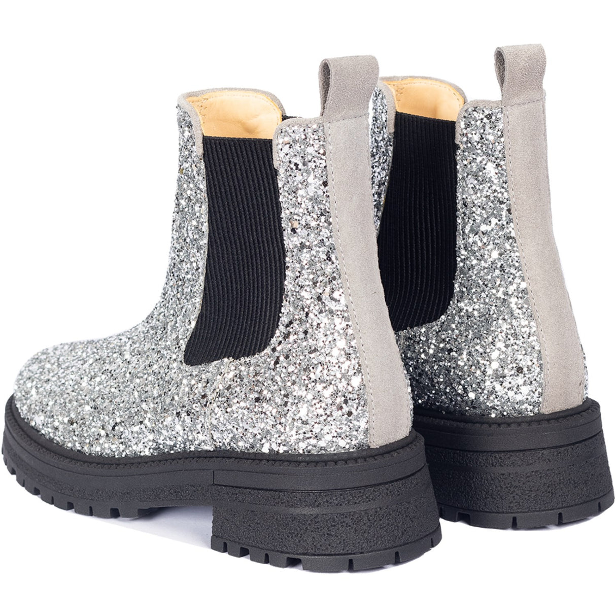 Angulus Silver Glitter/Gray/Black Glitter Chelsea Støvle På Trackål