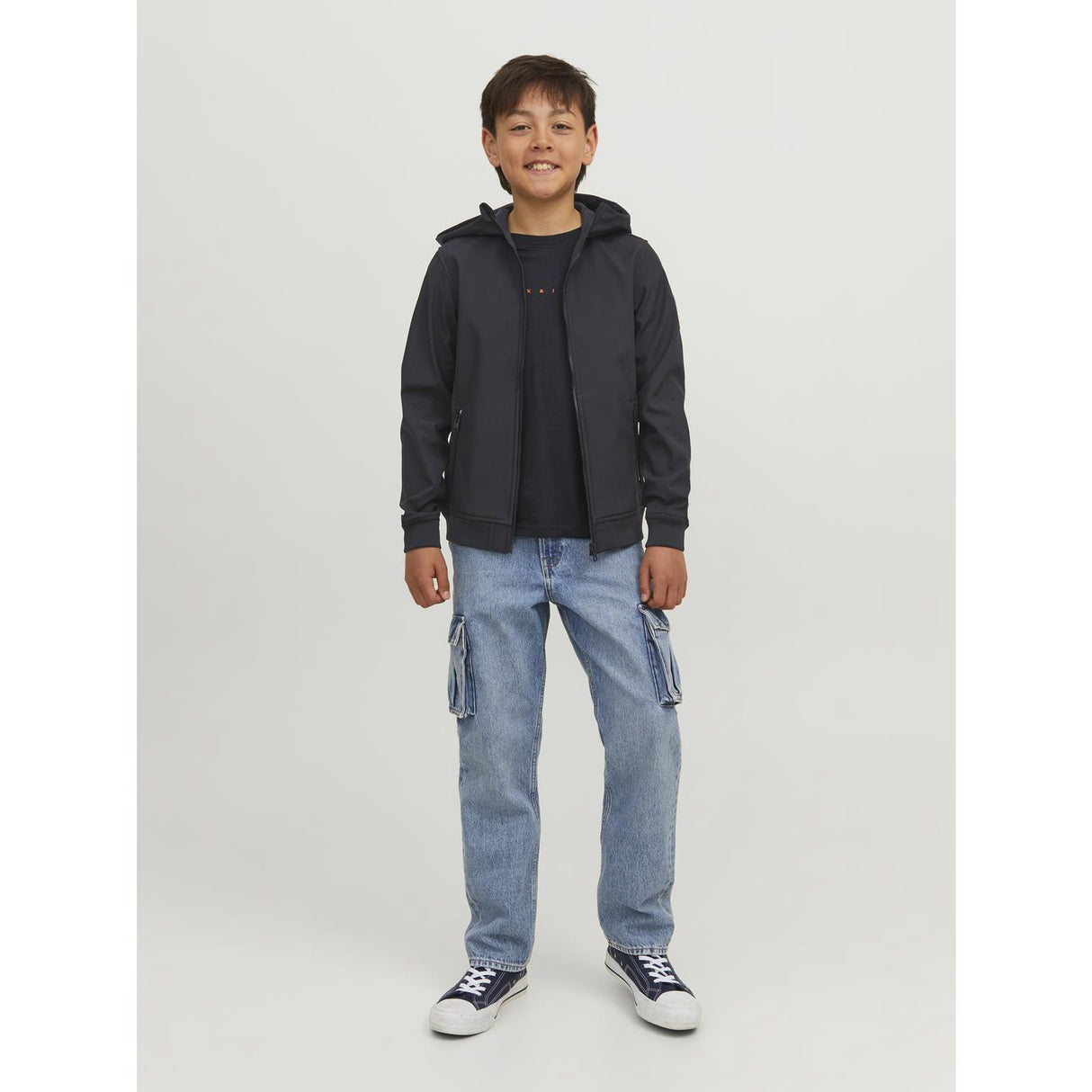 Jack & Jones Junior Black Basic Softshell Jakke Med Hætte Noos