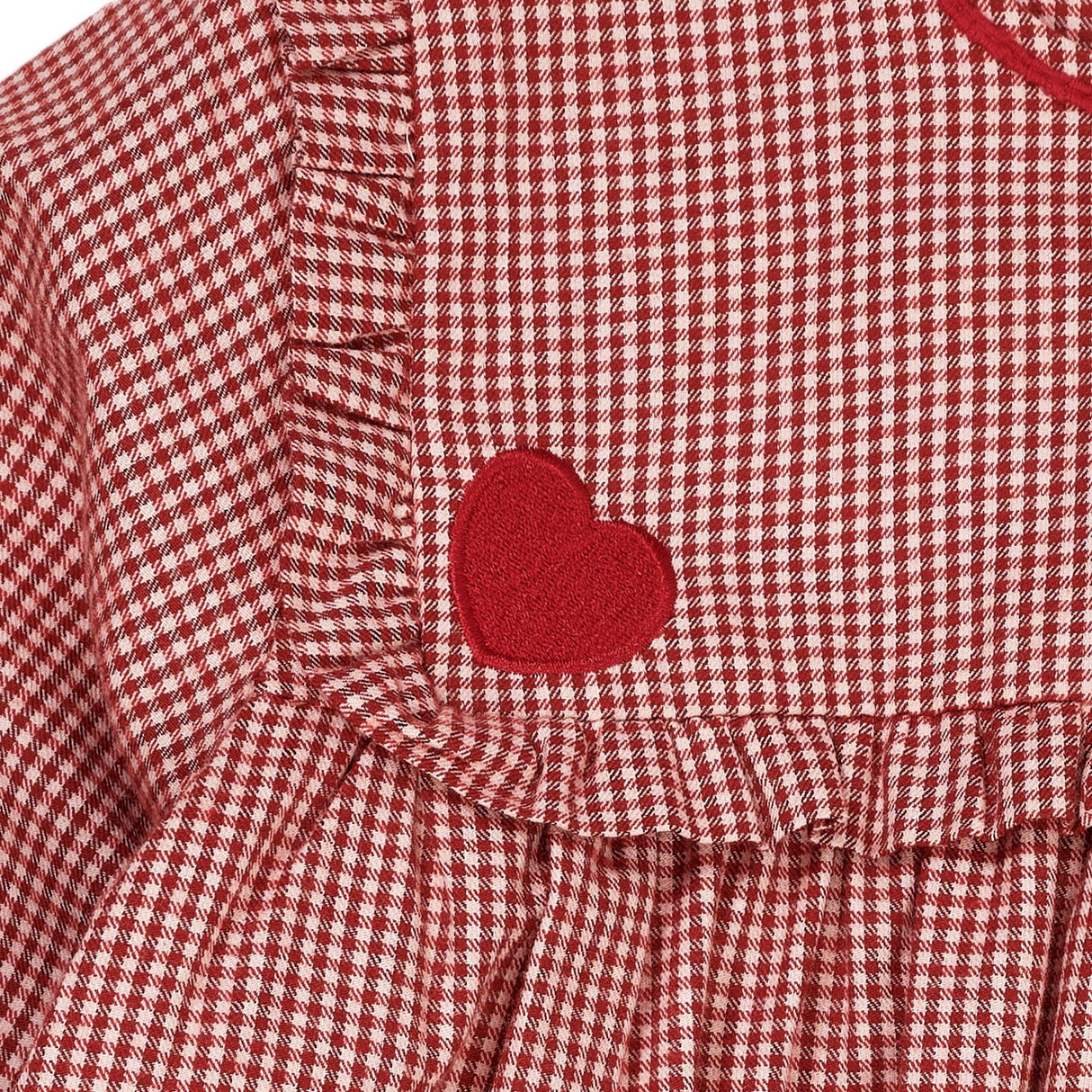 Copenhagen Colors x Luksusbaby Red Check Combi Check Kjole M. Hjertebroderi