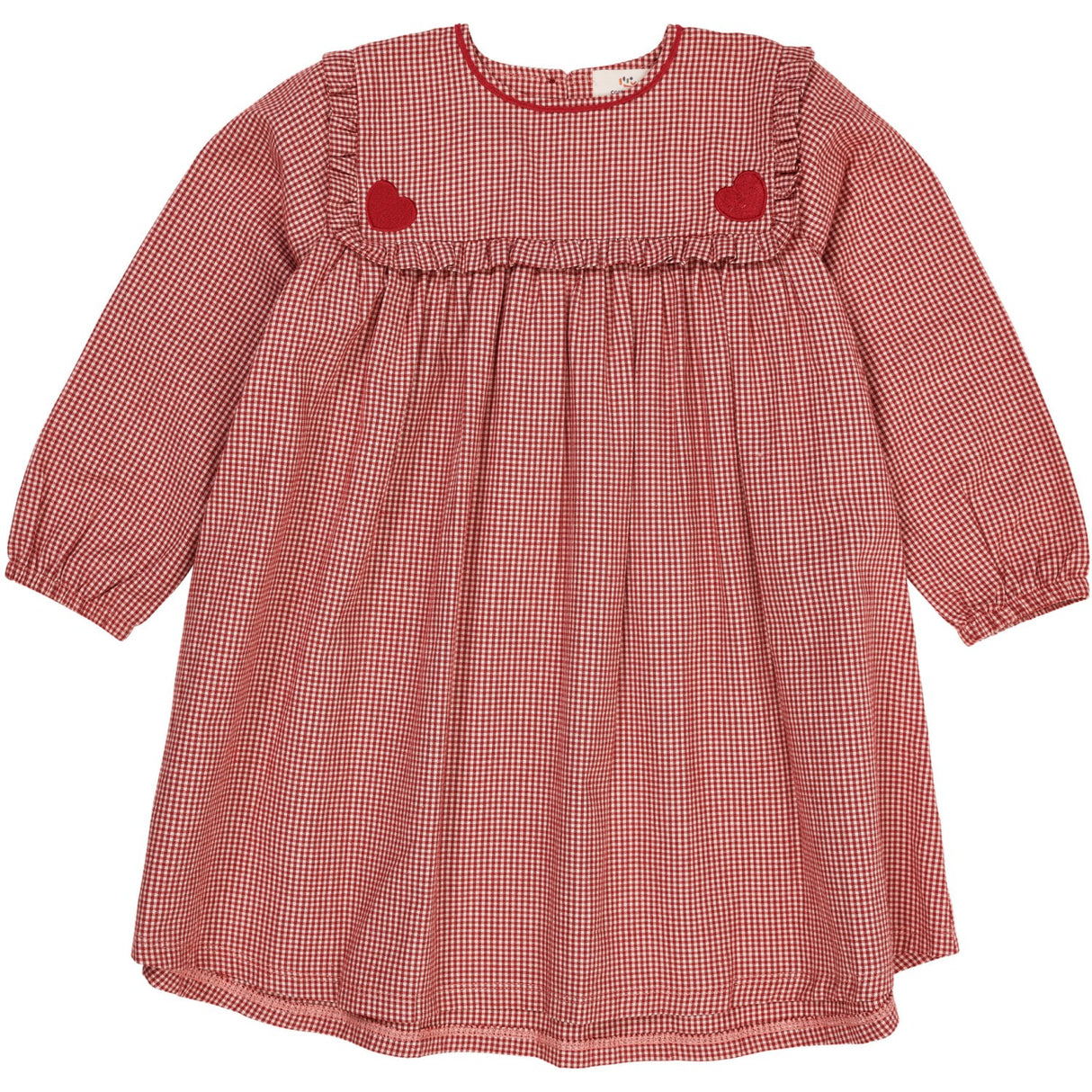 Copenhagen Colors x Luksusbaby Red Check Combi Check Kjole M. Hjertebroderi