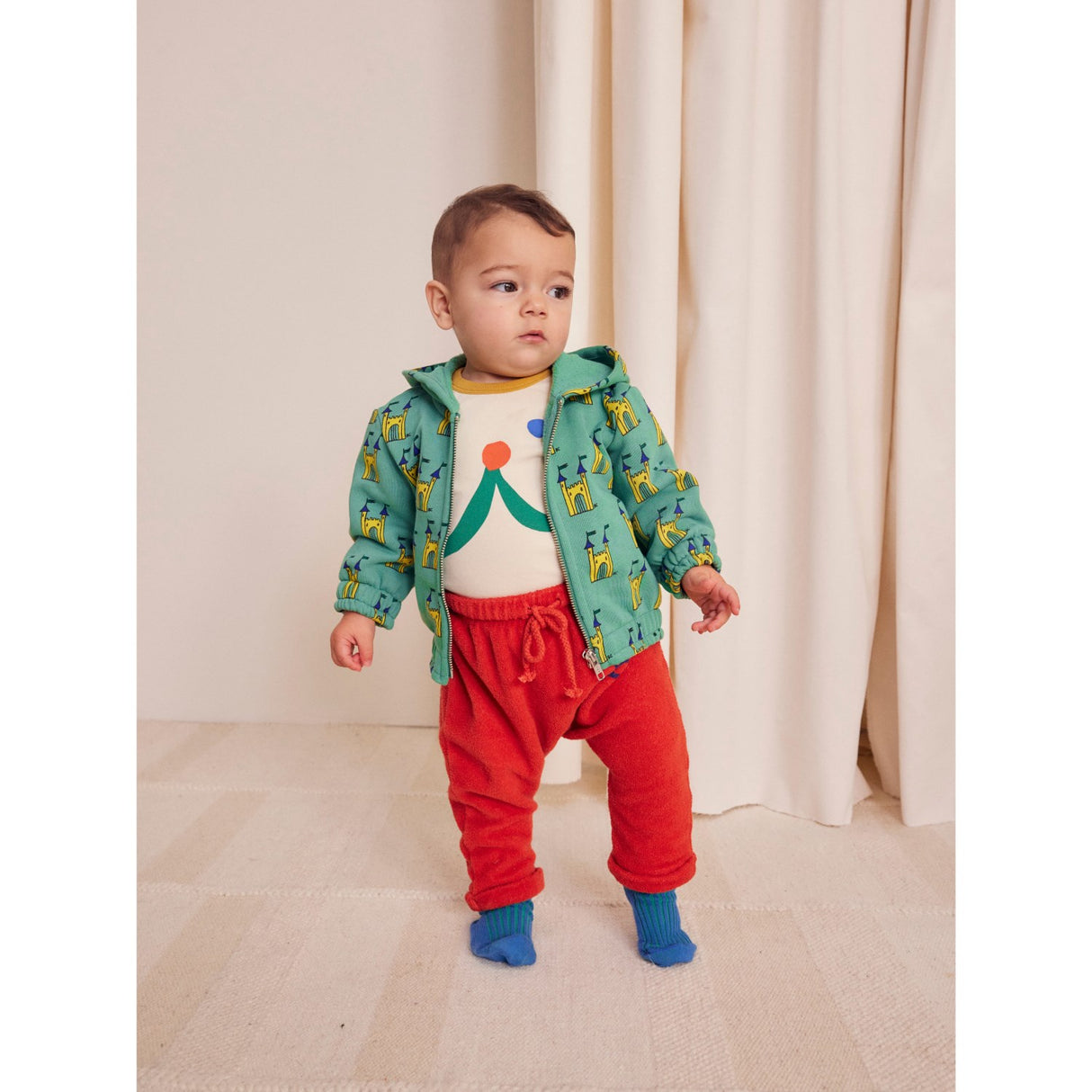 Bobo Choses Green Faraway Castle All Over Zipped Sweatshirt