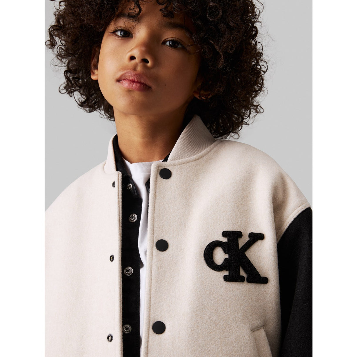 Calvin Klein Oatmeal Heather Heather Varsity Jakke