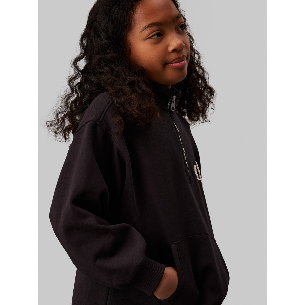 Calvin Klein Ck Black Teddy Monogram Zip Fleece Kjole