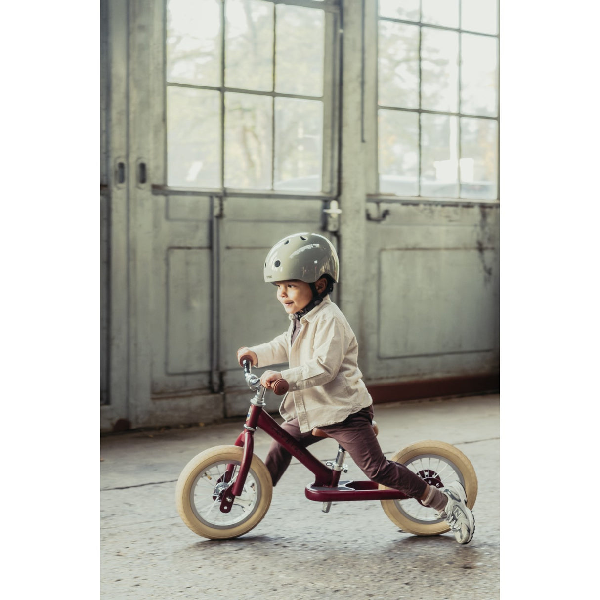 Trybike i stål, 2 hjul, Vintage Red