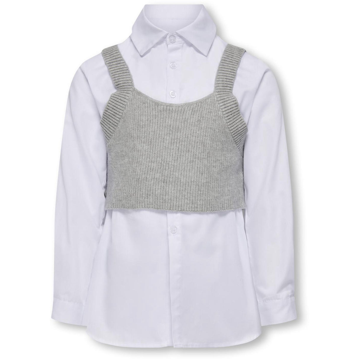 kids ONLY Cloud Dancer Zoe 2-delt Skjorte Med Strik Vest