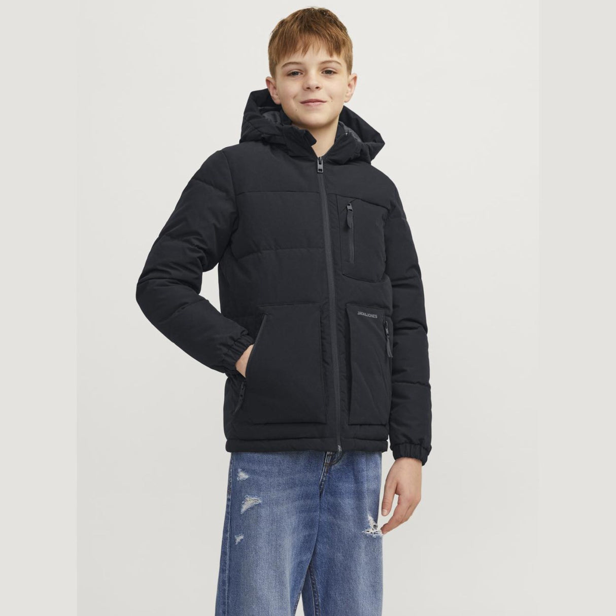 Jack & Jones Junior Black Eotto Puffer Jakke