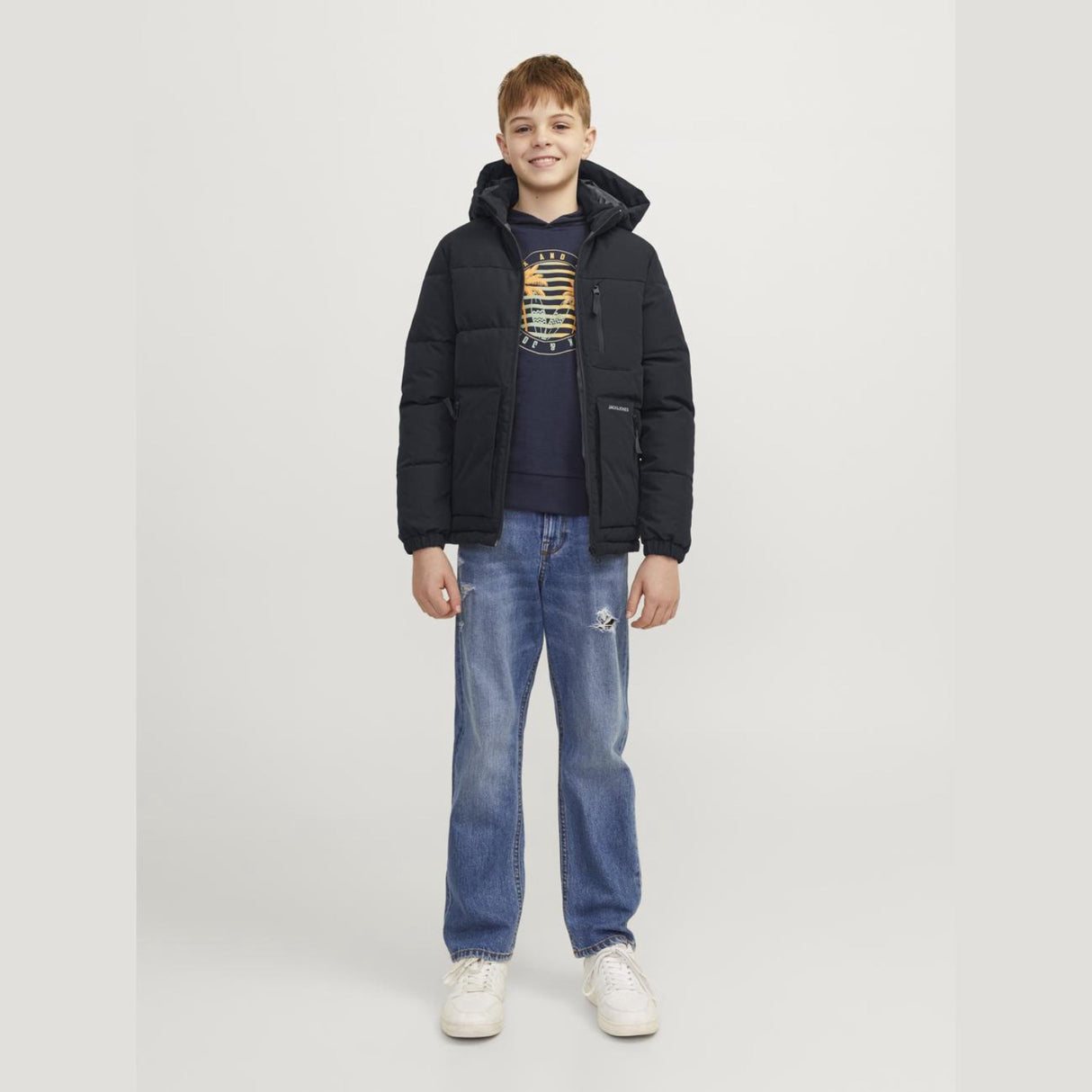 Jack & Jones Junior Black Eotto Puffer Jakke