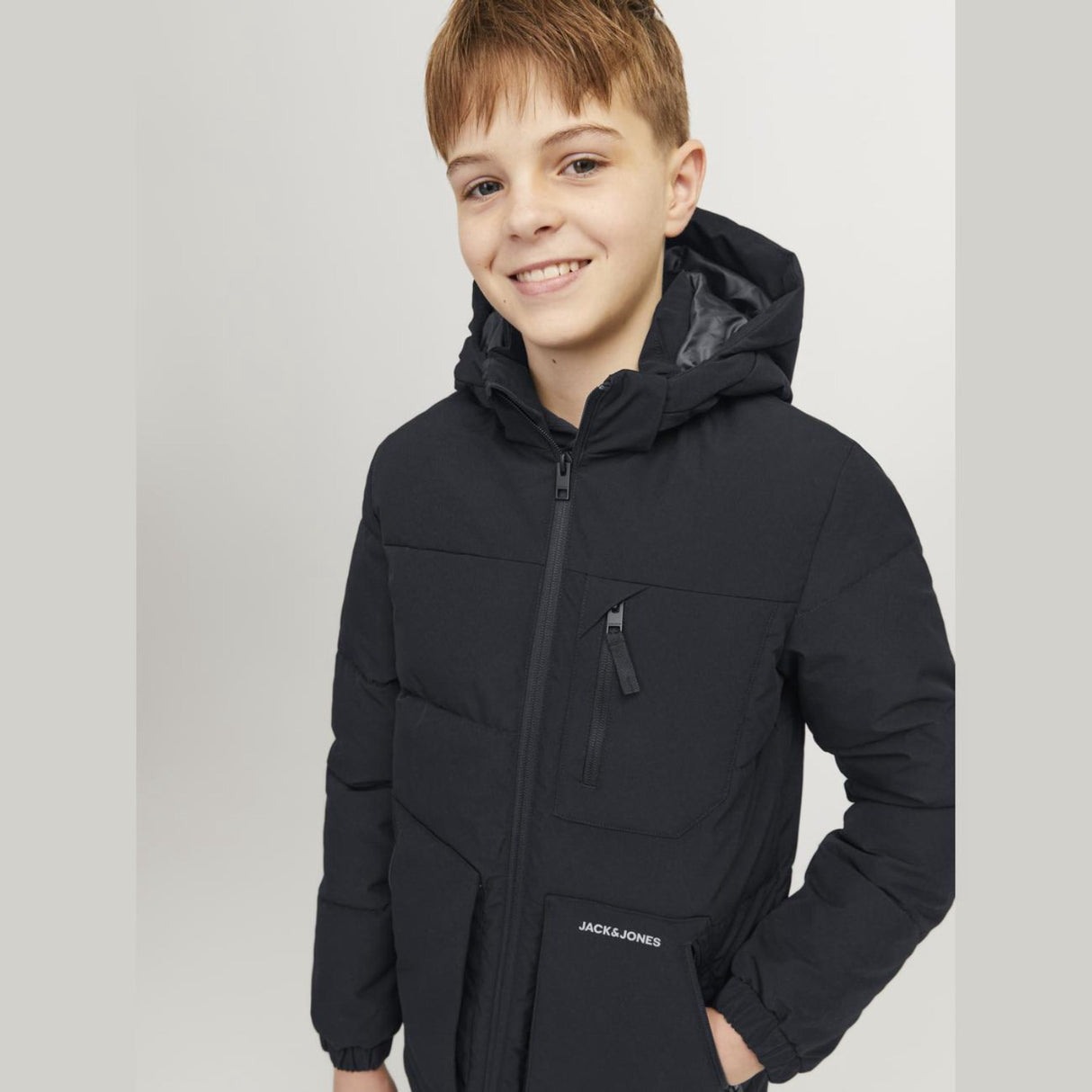 Jack & Jones Junior Black Eotto Puffer Jakke