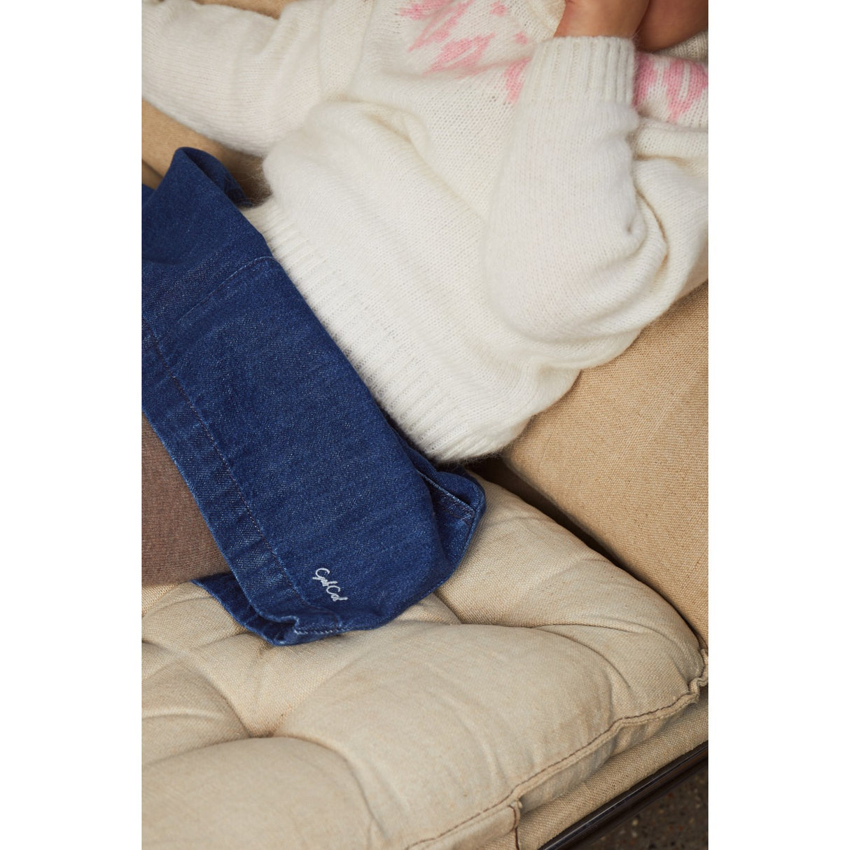 COPENHAGEN COLORS Creme/Bubblegum Combi Wool Island Bluse