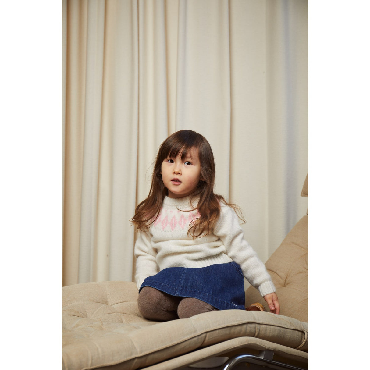 COPENHAGEN COLORS Creme/Bubblegum Combi Wool Island Bluse