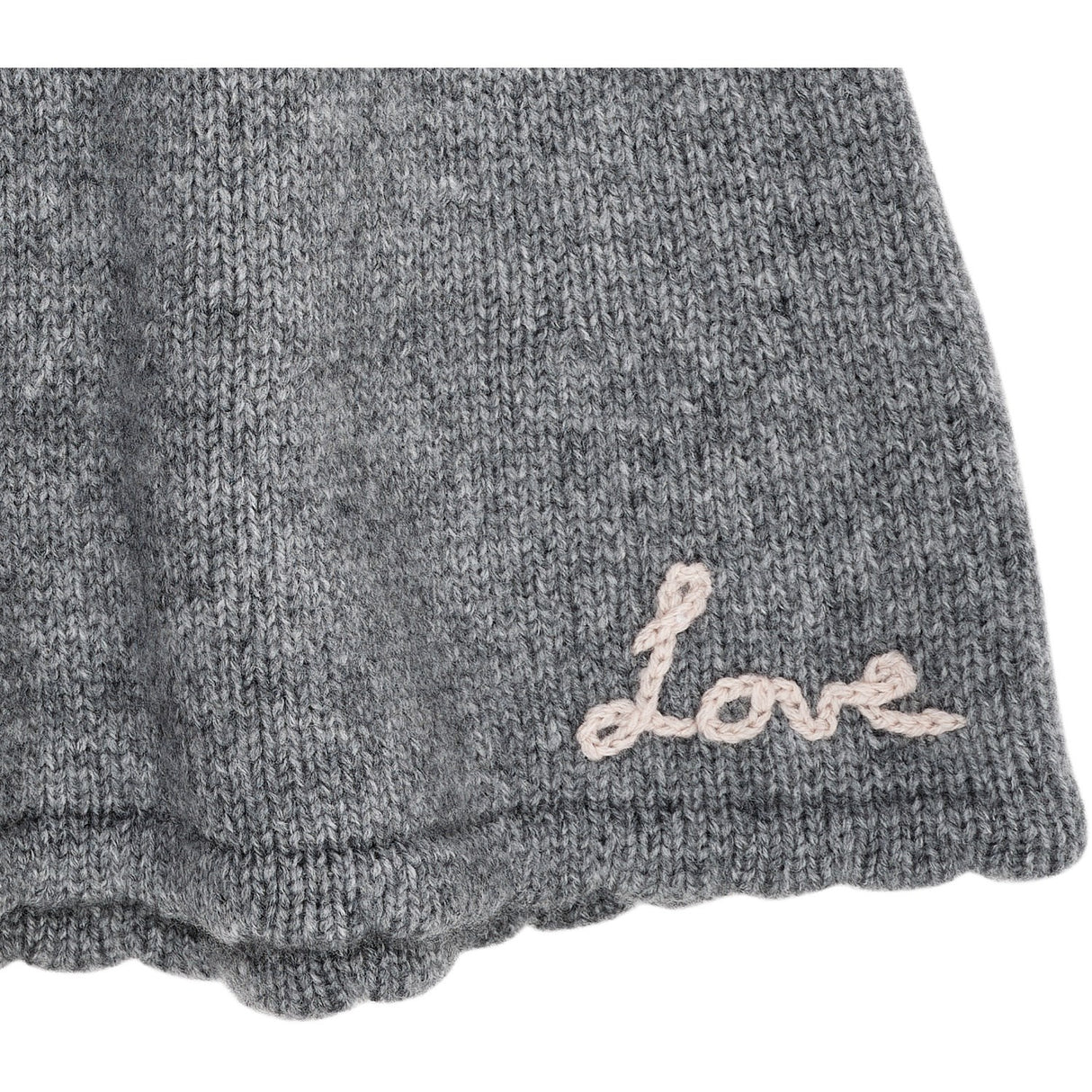 COPENHAGEN COLORS Grå Mel Cashmere Nederdel W. Emb