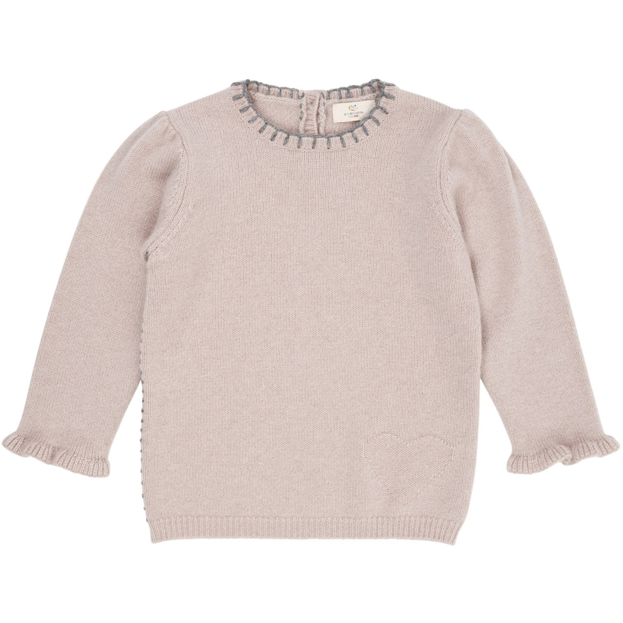 COPENHAGEN FARVER Beige Cashmere Bluse m. Hjerte