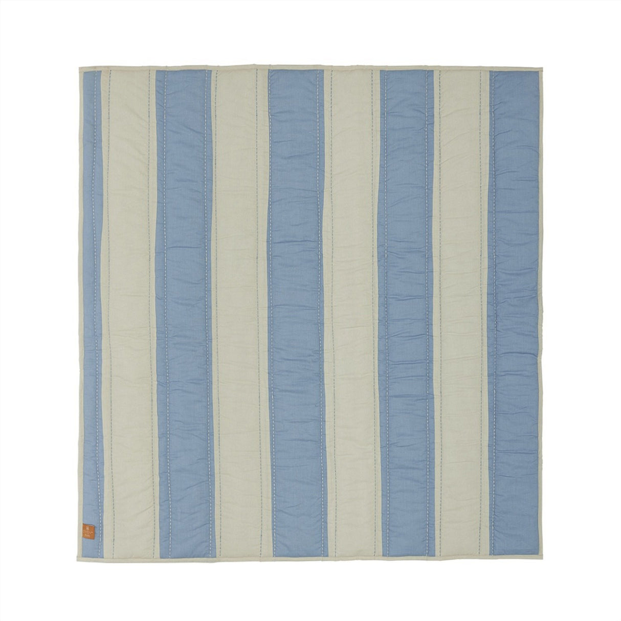 OYOY Blue/Clay Striped Quiltet Tæppe