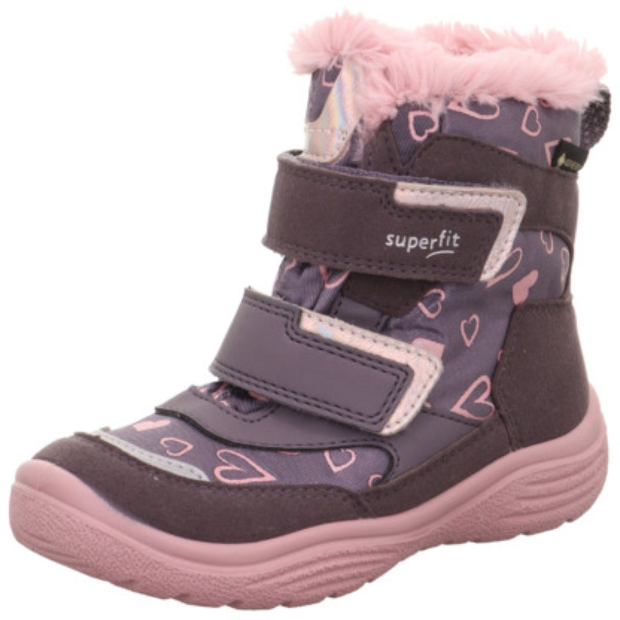 Superfit Purple/Rose Crystal Girls' Slip-On Velcro Vinterstøvler