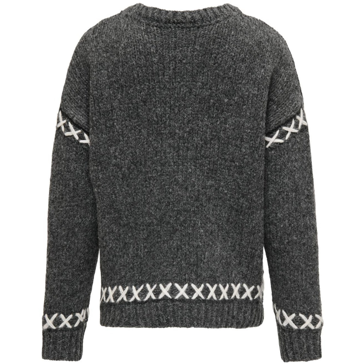 kids ONLY Dark Grey Melange Amanda Life O-Neck Detail Strik Bluse